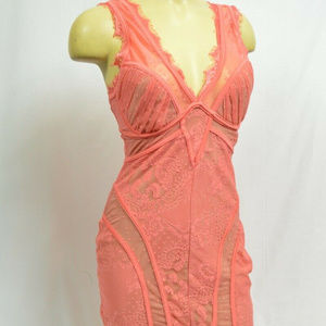 💋 bebe peach nude corset lace dress S new RARE 💋